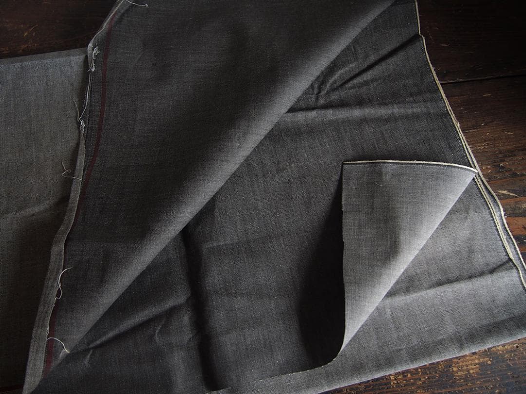 チャコールグレー デニム生地 71c×長340c デッドストック 古着/K300