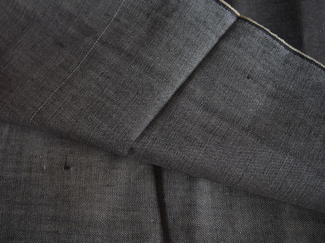 チャコールグレー デニム生地 71c×長340c デッドストック 古着/K300