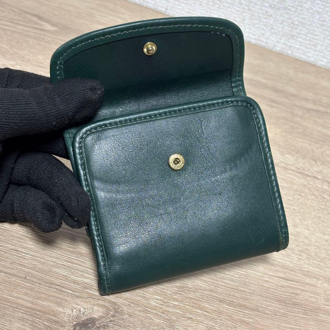 希少　オールドコーチ　COACH 三つ折り財布　コンパクトウォレット　グリーン