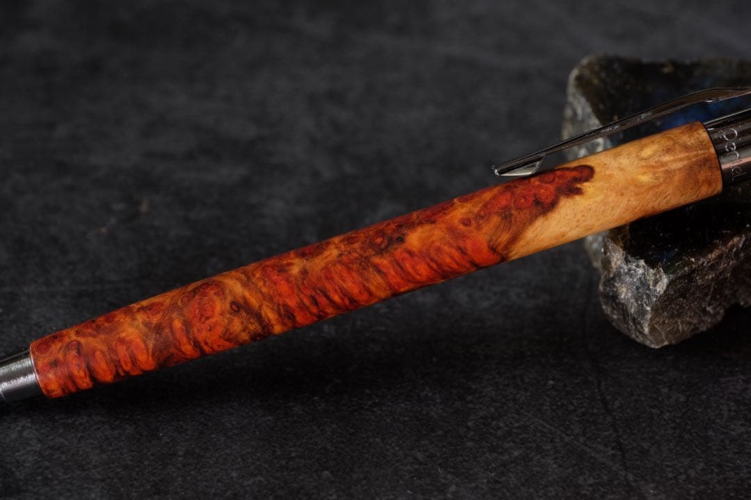 PG5木軸カスタム0174　高村杢工房 製図用シャープペンシル　花梨瘤　紅白