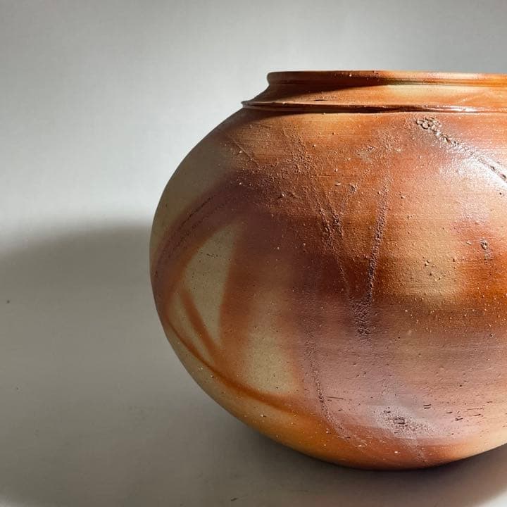 ◆備前 緋襷壺 『松井興之』作 岡山県重要無形文化財保持者◆