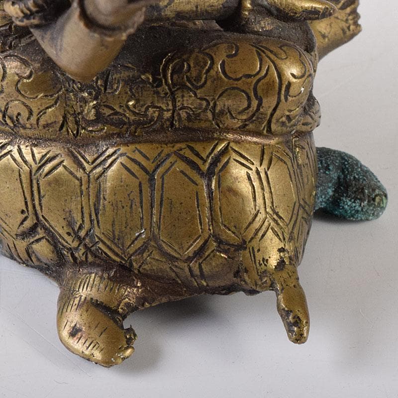 仏教美術　古銅鍍金　ヒンドゥー教　亀に乗るシヴァ神像　仏像　置物　V　7906