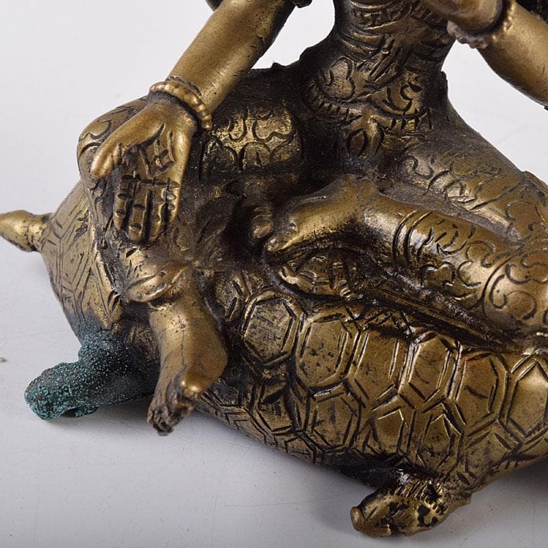 仏教美術　古銅鍍金　ヒンドゥー教　亀に乗るシヴァ神像　仏像　置物　V　7906
