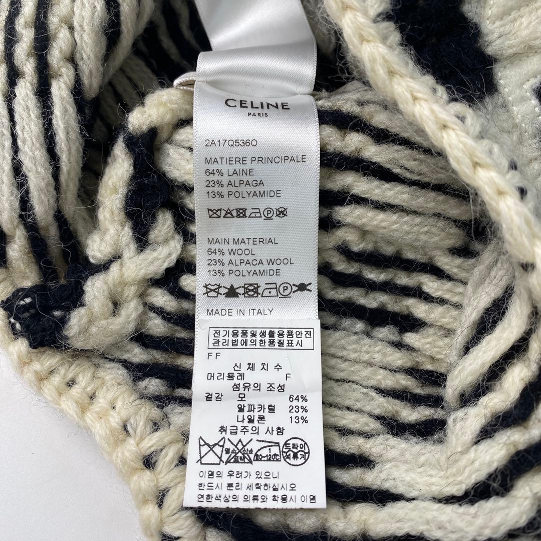 セリーヌCELINE チェック ニット ロゴ キャップ