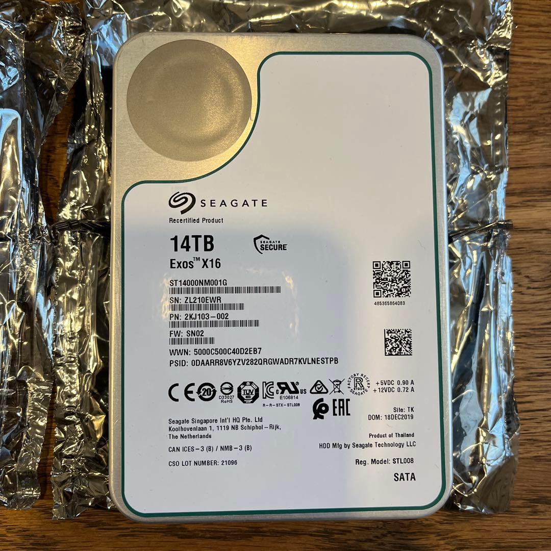 整備済み品 Seagate Exos X16 14TB HDD 2台セット