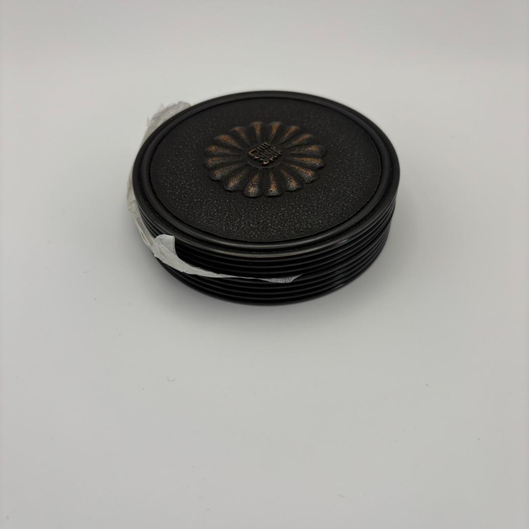 【木箱・共布・栞付】青銅 朱肉入 瑞峰堂 菊花文 金工 工芸品 書道具