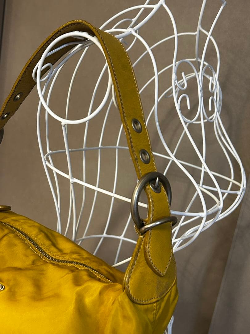 PRADA◆ナイロン サフィアーノ ◆ワン ショルダー バック◆イエロー/403