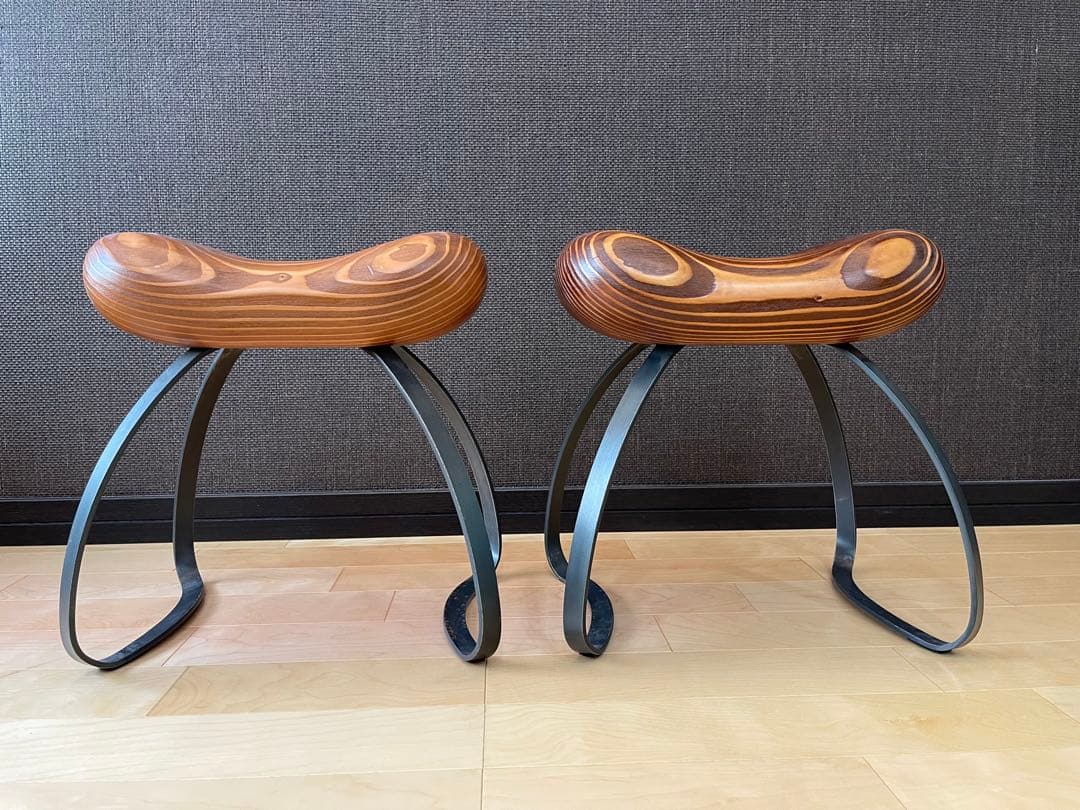 尾形欣一　BEAN STOOL 木製スツール 2脚セット