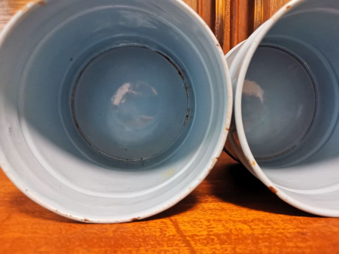 アンティークホーロー水色キャニスター3点セット美品