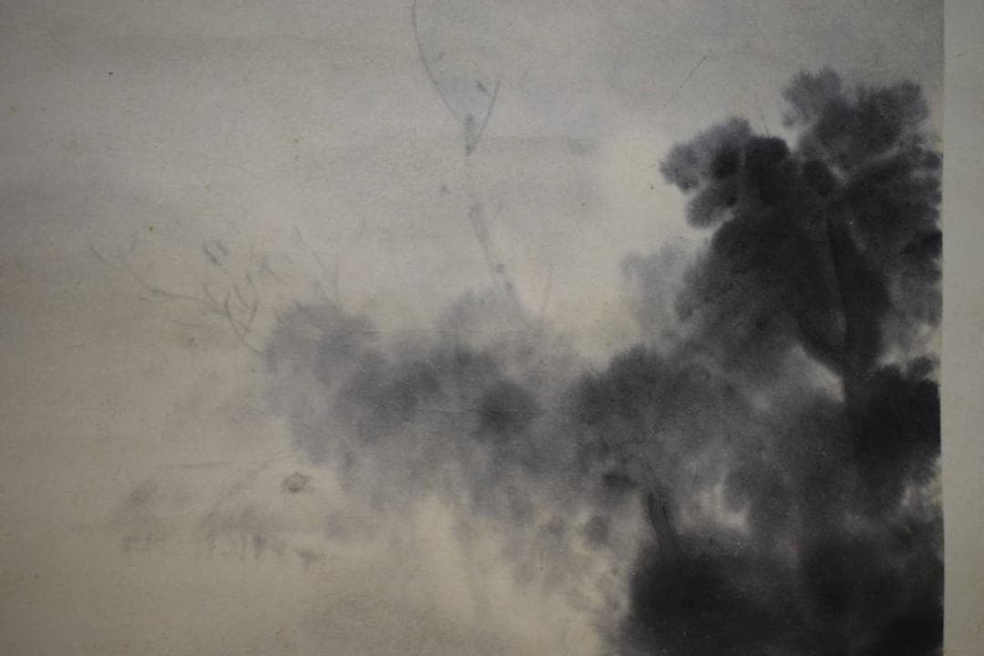 不詳/作者不詳/山水小禽図/布袋屋掛軸HJ-662