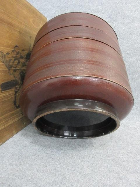 木製ケヤキ三段食籠桐箱付き [B25800]