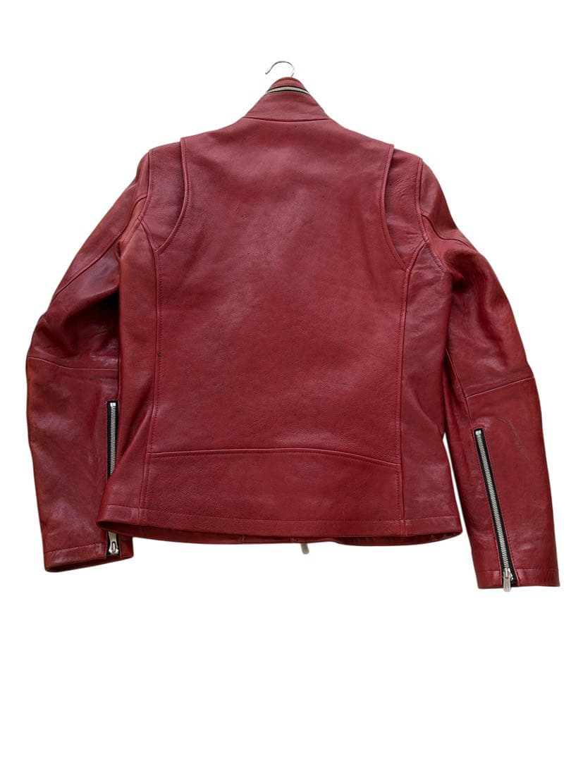 希少カラー noid ラムベジタブルWライダースジャケット レッド