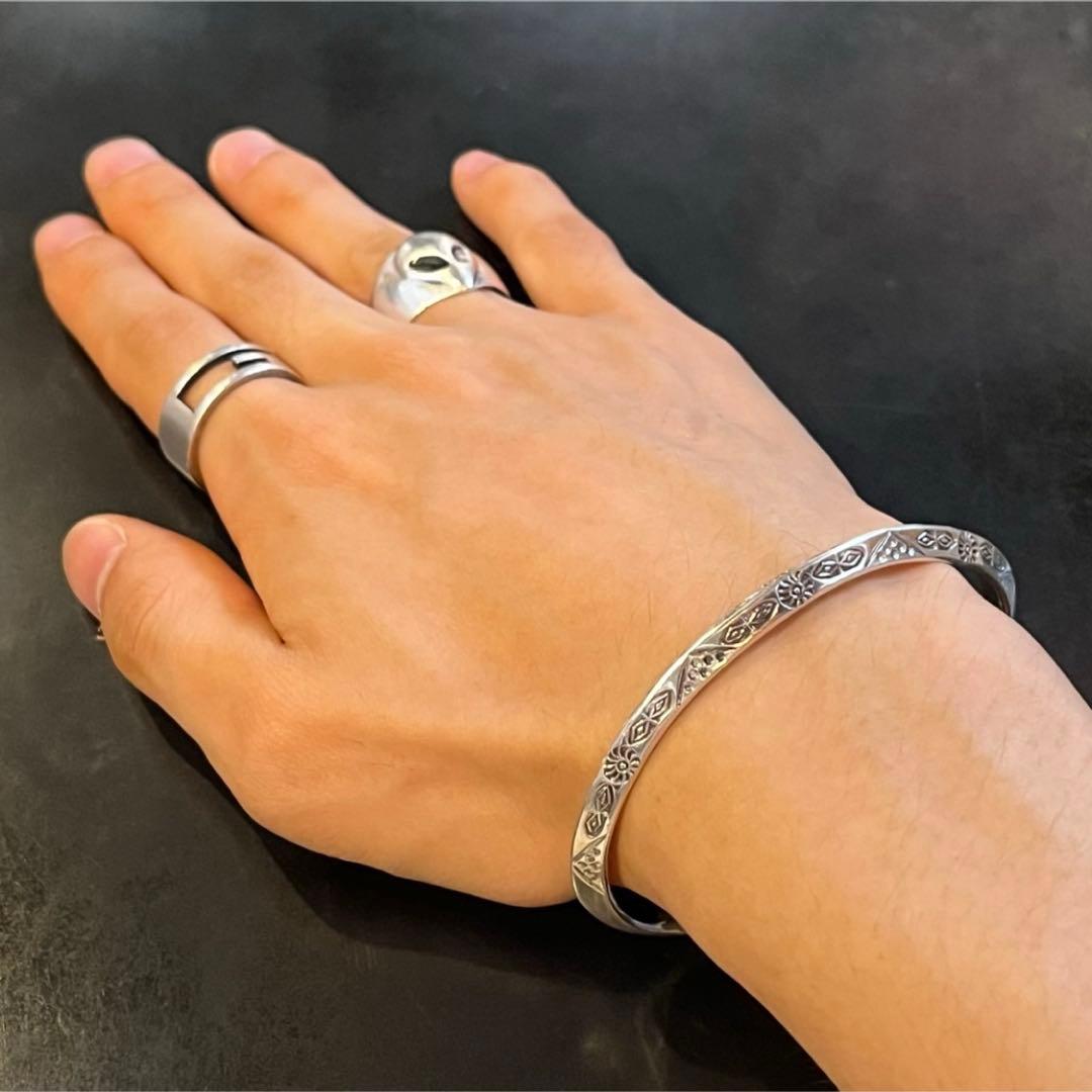 SILVER925 TRIBAL DESIGN BANGLE/シルバー/バングル
