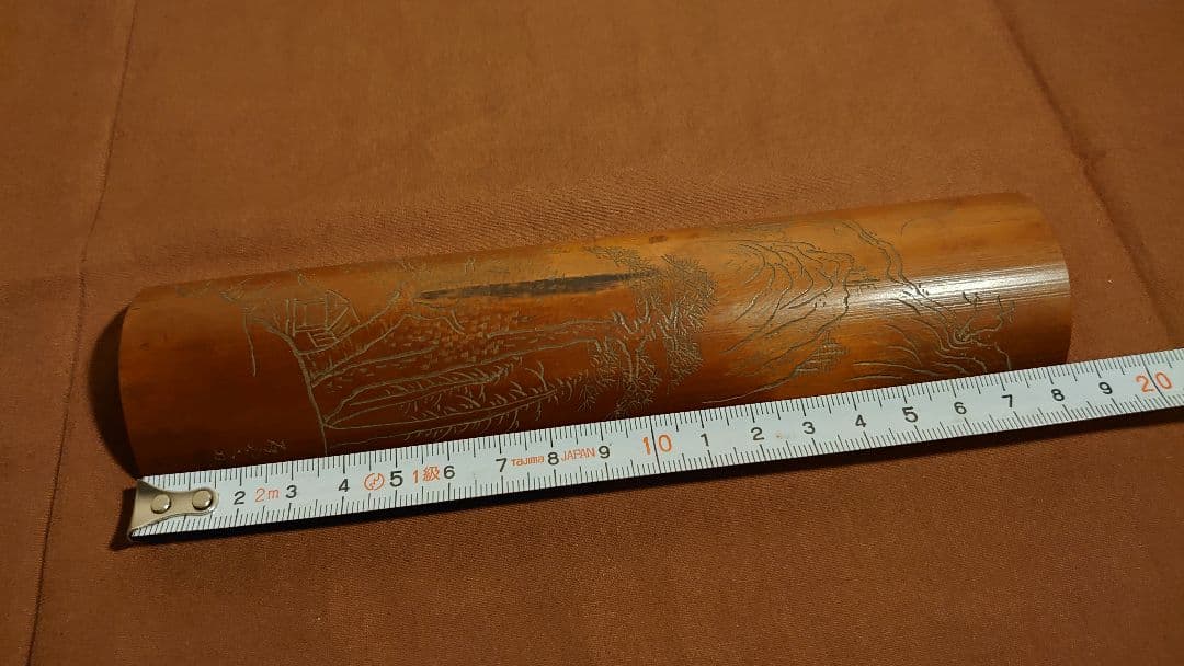 茶合　竹製　古竹　彫刻　茶道具　工芸　在銘　１客