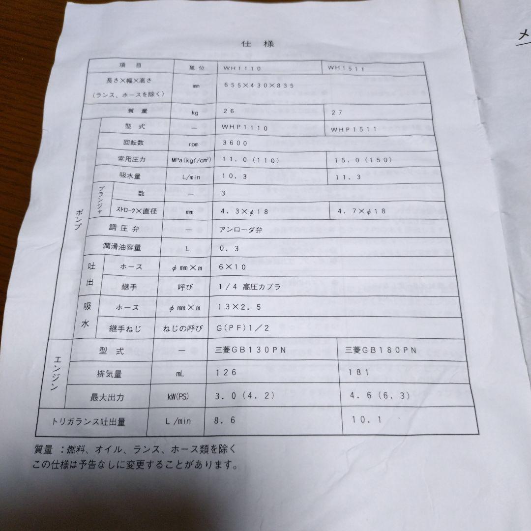 【送料込み】KORTZ（共立）WH-1511 高圧洗浄機（ホース、洗浄ノズル付）