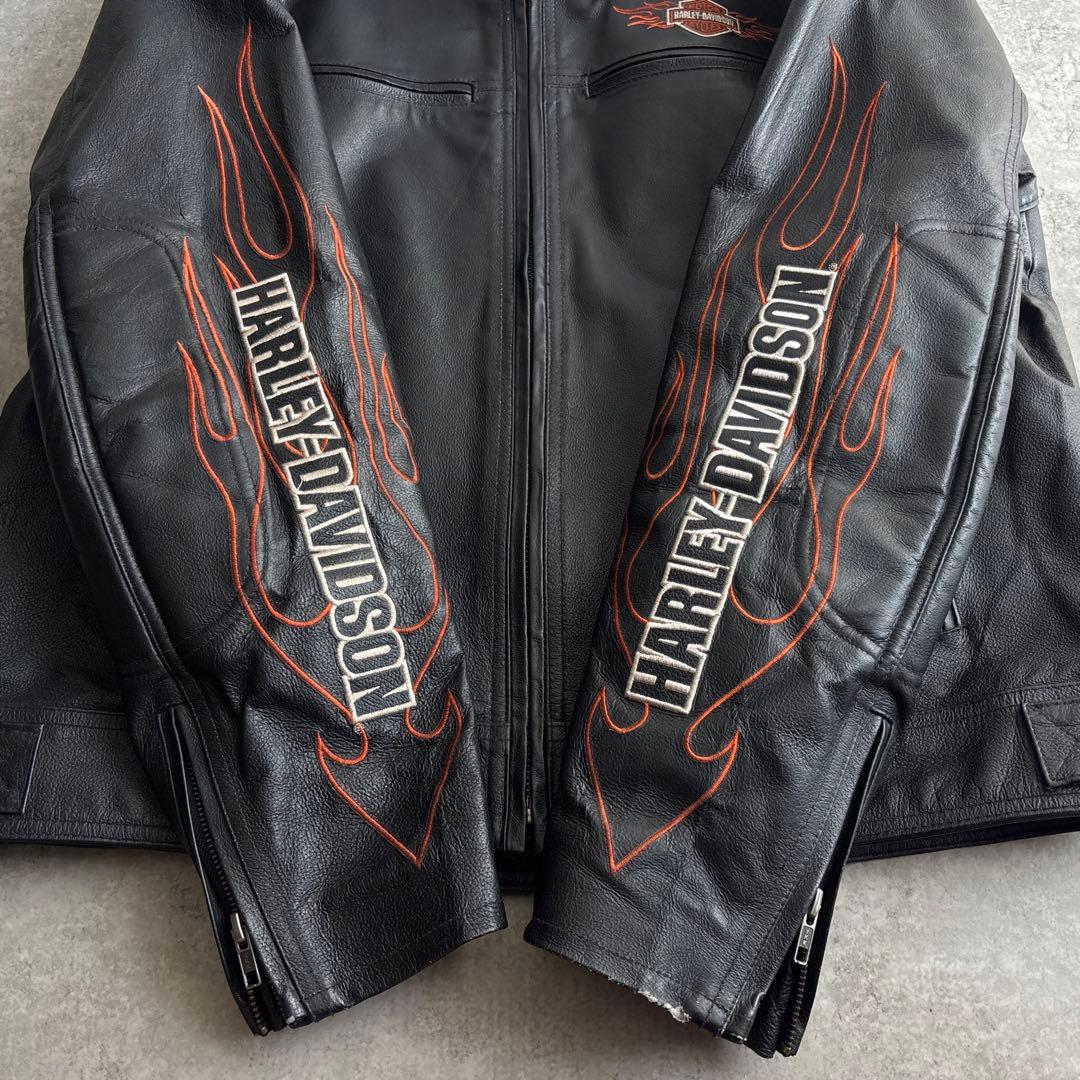 HARLEY DAVIDSON【L】本革 レザー ライダースジャケット ブラック