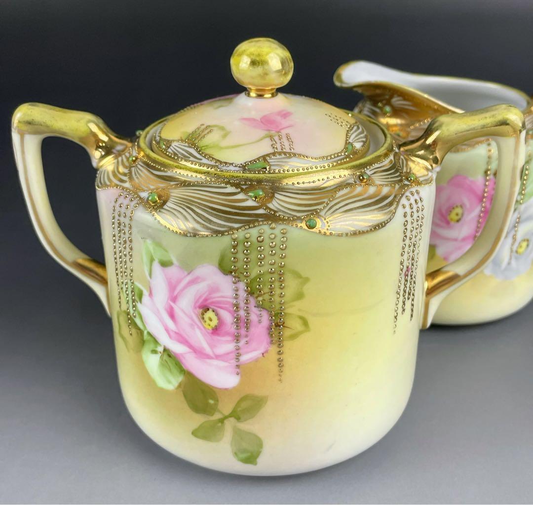 【専用】オールドノリタケ 薔薇紋 シュガーボウル クリーマー ジュエル 金盛り