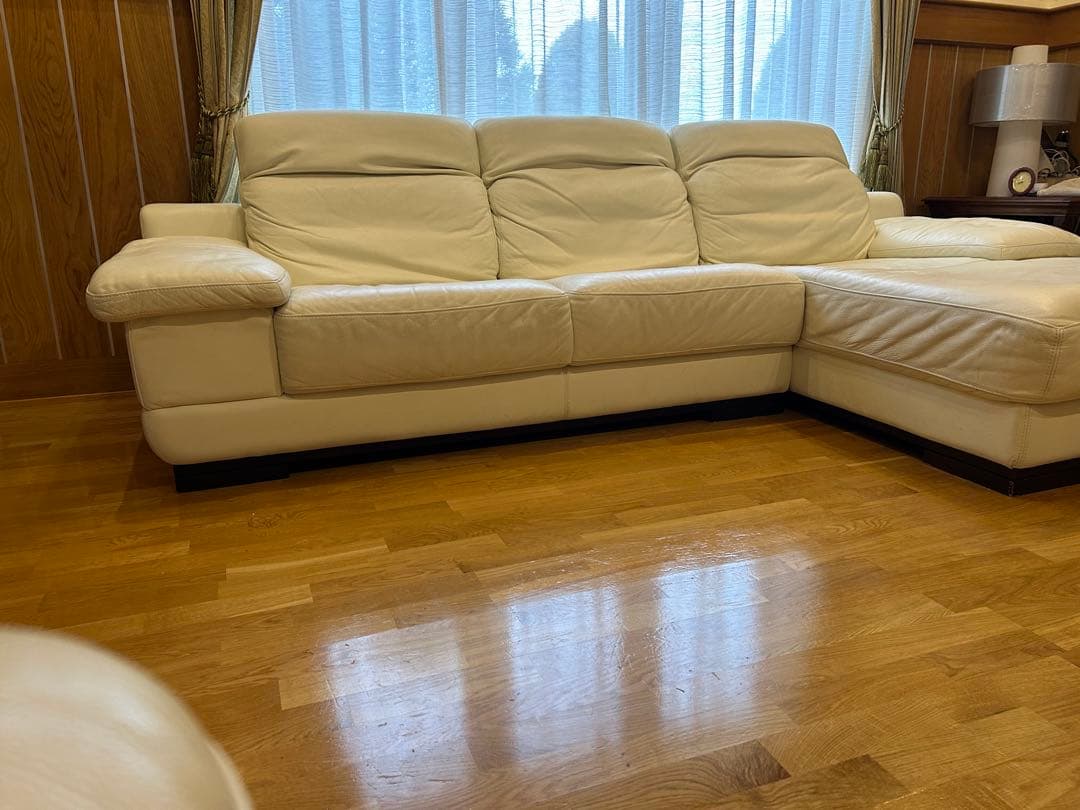 ② IDC大塚家具 L/S Comfort-08 カウチソファ 総本革 2/2