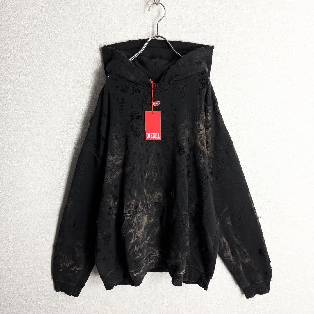 【新品☆完売モデル☆入手不可☆ダメージ】ディーゼル ウォッシュ加工 刺繍パーカー