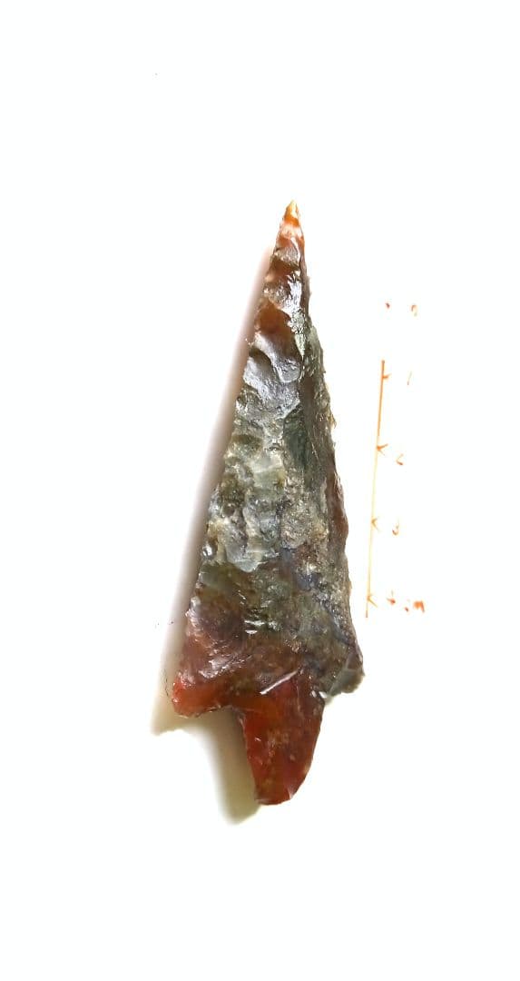 天然石 赤メノウ 石器  尖頭器 373   ❑　模写　❒