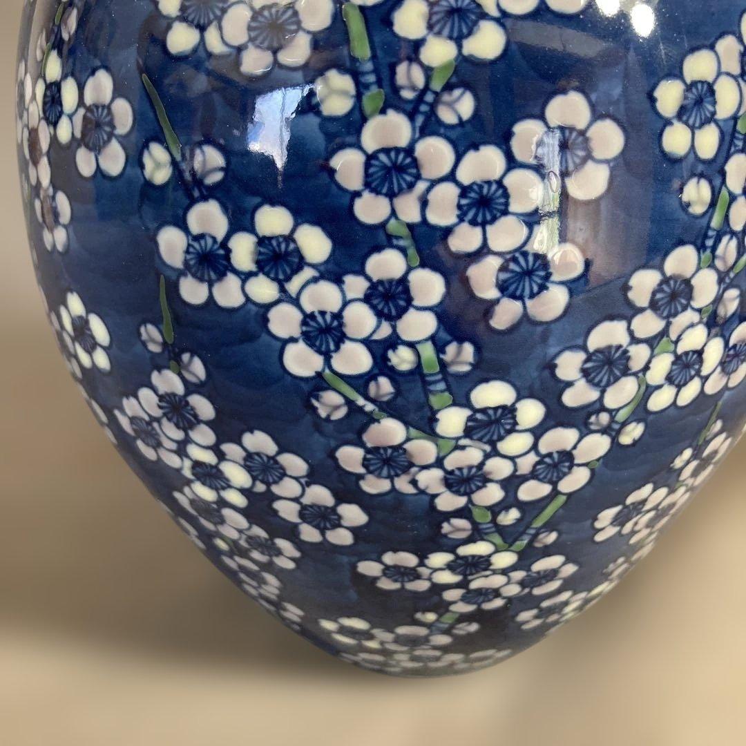 【源右衛門】古伊万里の伝統　日本の名窯　舘林源右衛門作　染錦枝梅文　花瓶