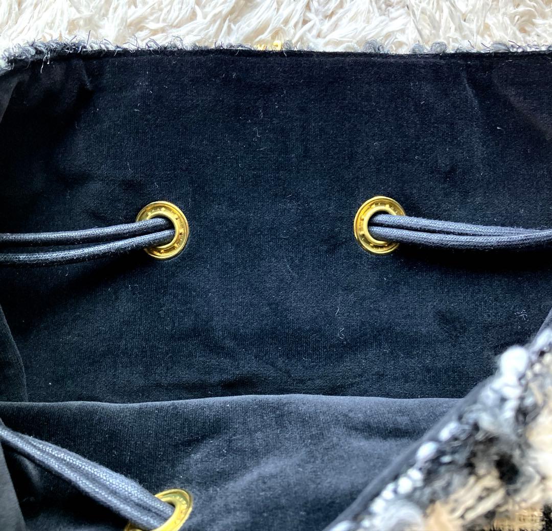 ぷ*ー様 新品◯シャルマントサック ミックスツイード ファー バッグ