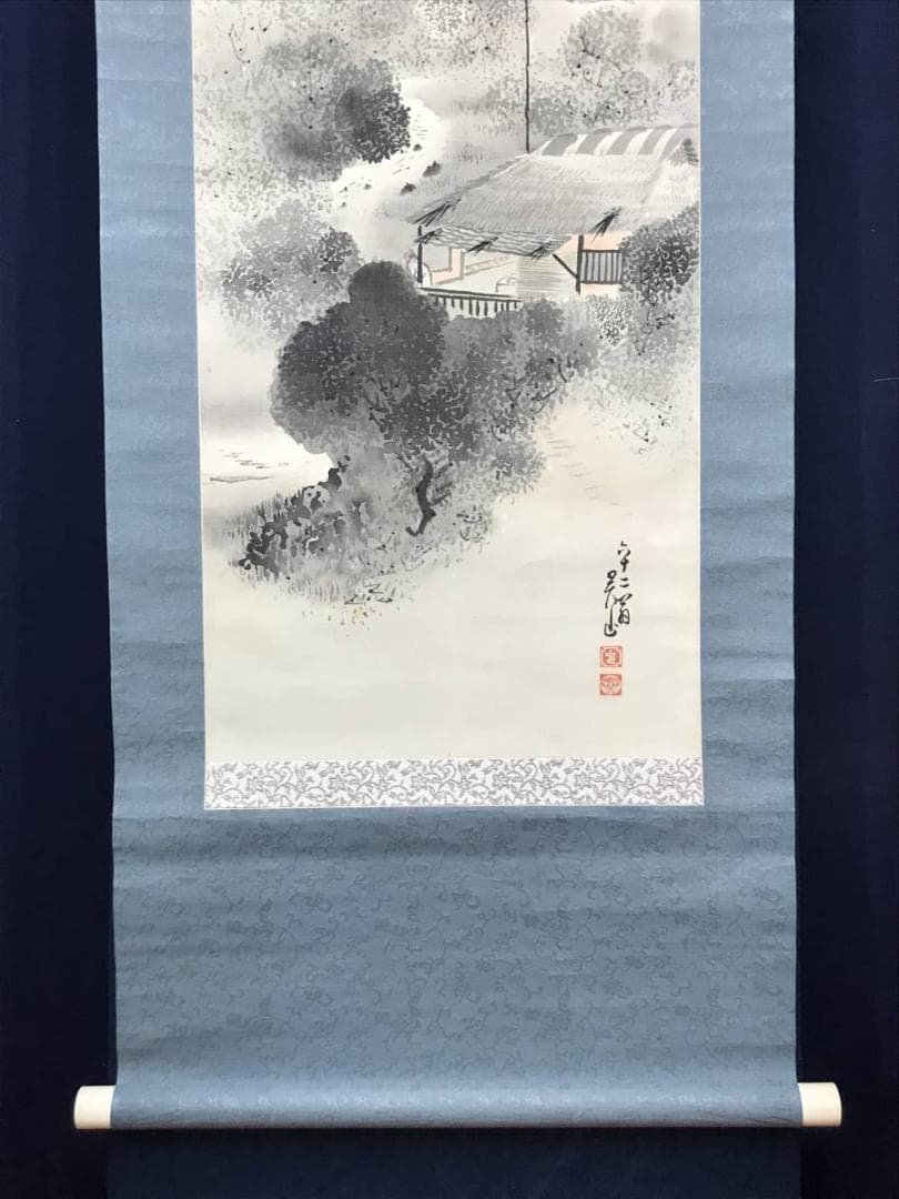 【真作】呉山/鯉のぼり図/山水図/掛軸/名家伝来/AC-467