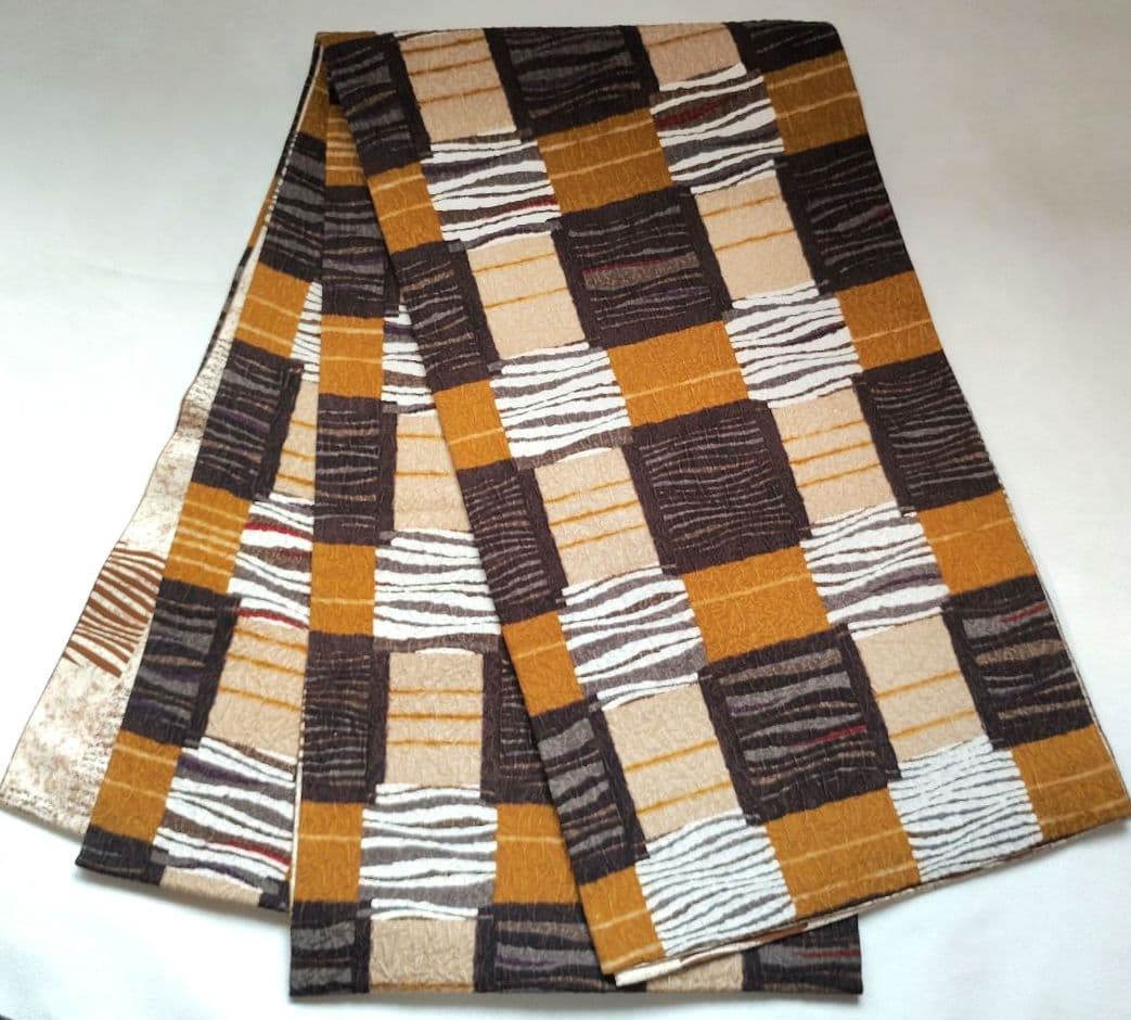 両面全通柄袋帯 市松 リバーシブル