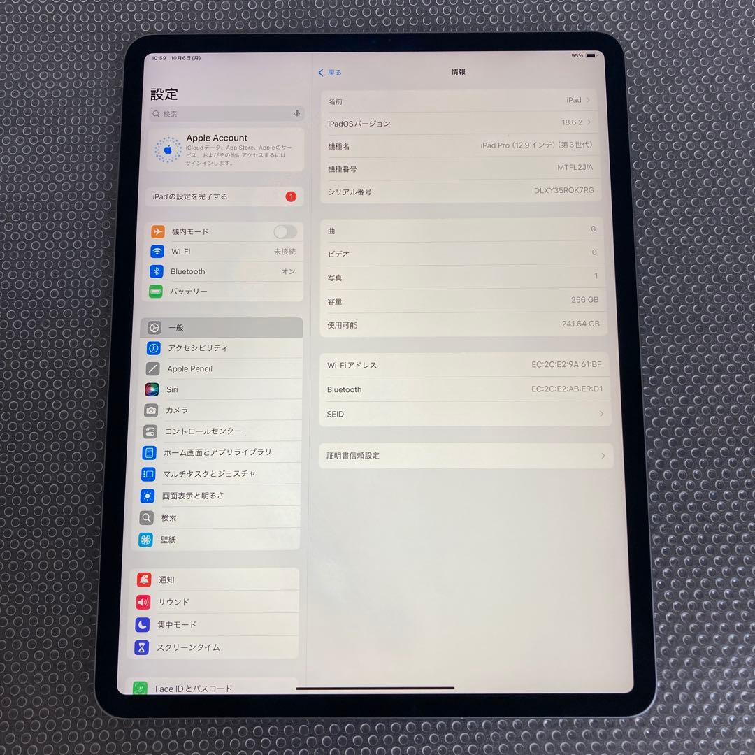 390 iPad Pro3 第3世代 256GB 12.9インチ WIFIモデル