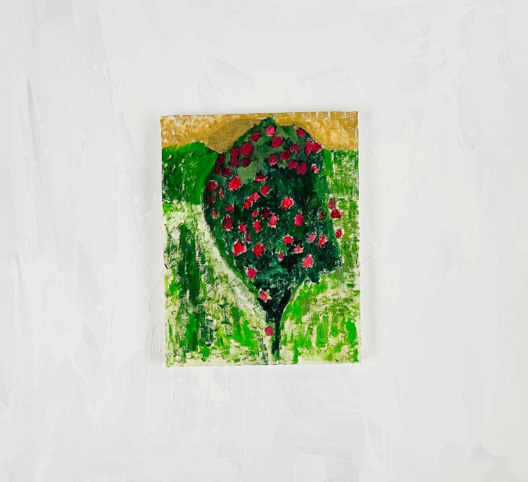 32×41㎝「雨を待つ木」油彩・原画・F6 フレームは付きません。