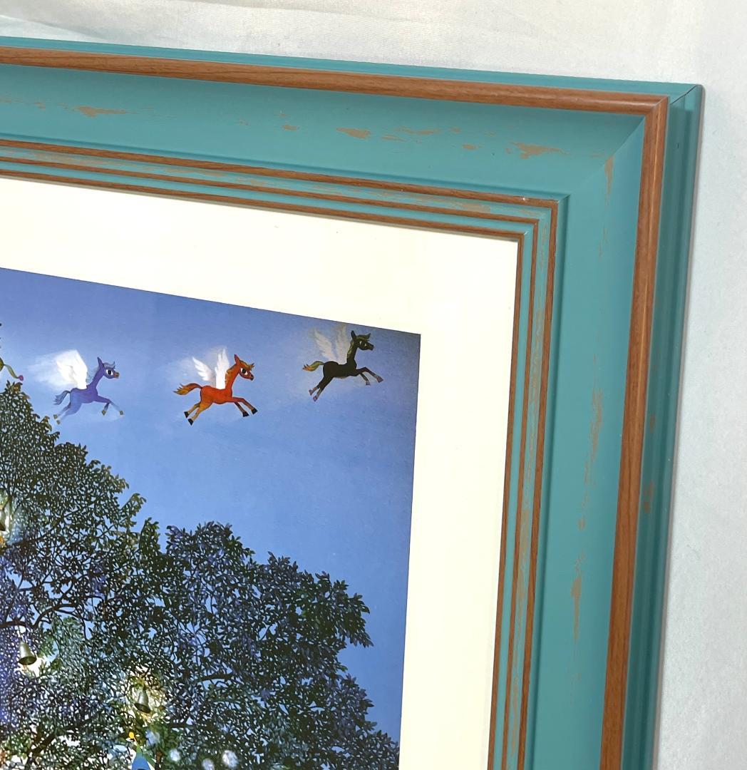 新品】藤城清治「光陰の中の巣立つ仔馬たち」ポスター大サイズ 額付　48×48cm