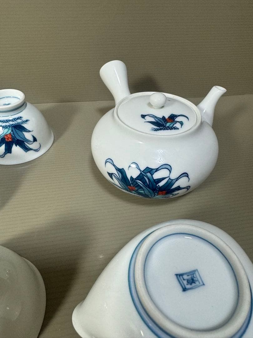 2275 有田焼　畑萬陶苑　茶器セット　急須1客　湯冷し1客　湯呑5客