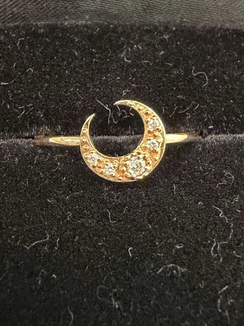 【訳あり】K18PGアコヤパールリングとK10YG月モチーフリングのセット