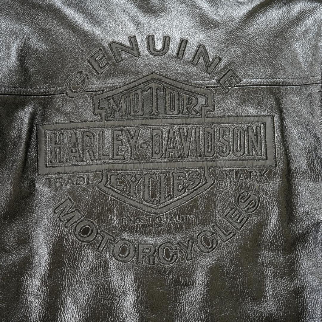 【美品】ハーレーダビッドソン　ビッグロゴ刺繍レザージャケット　XL