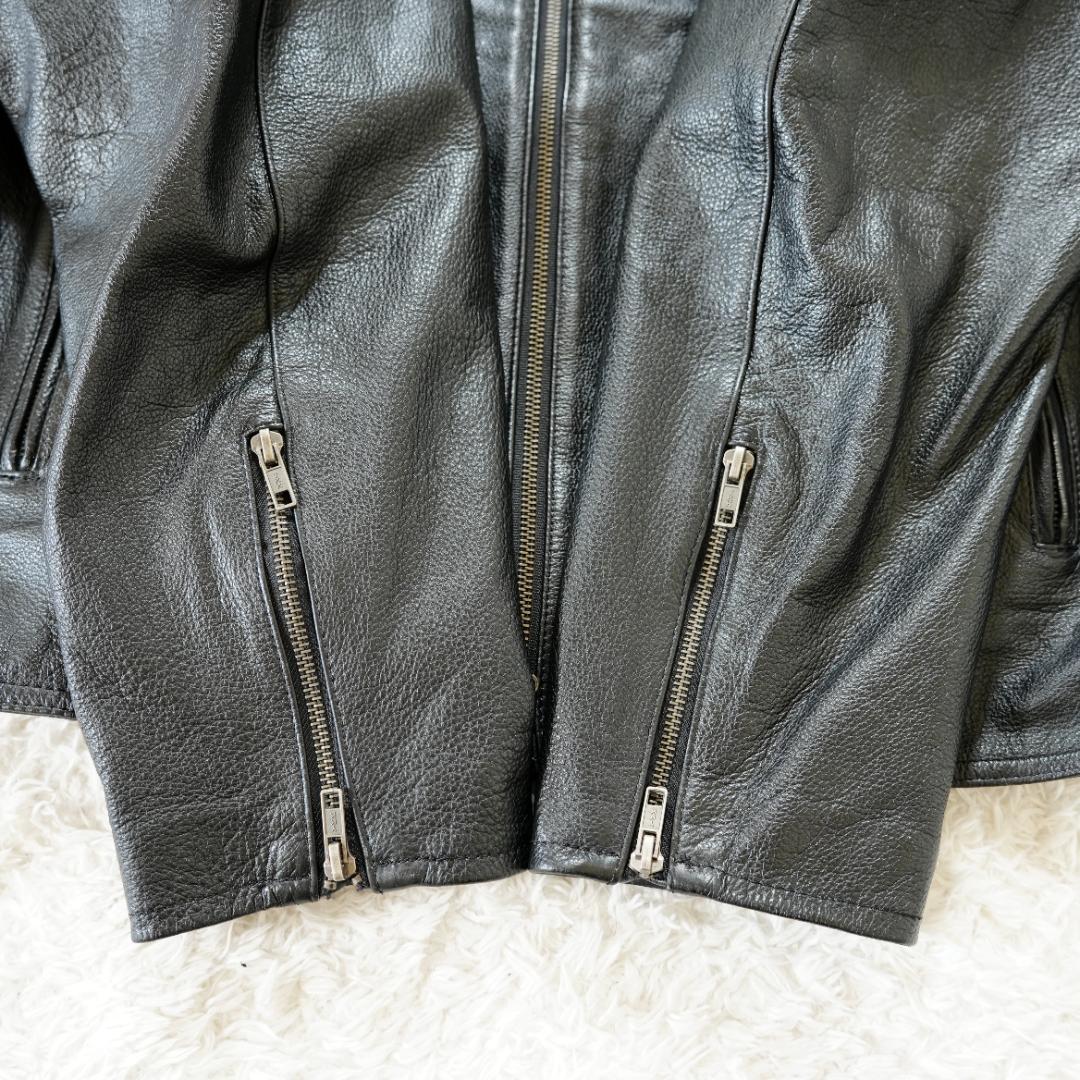 【美品】ハーレーダビッドソン　ビッグロゴ刺繍レザージャケット　XL