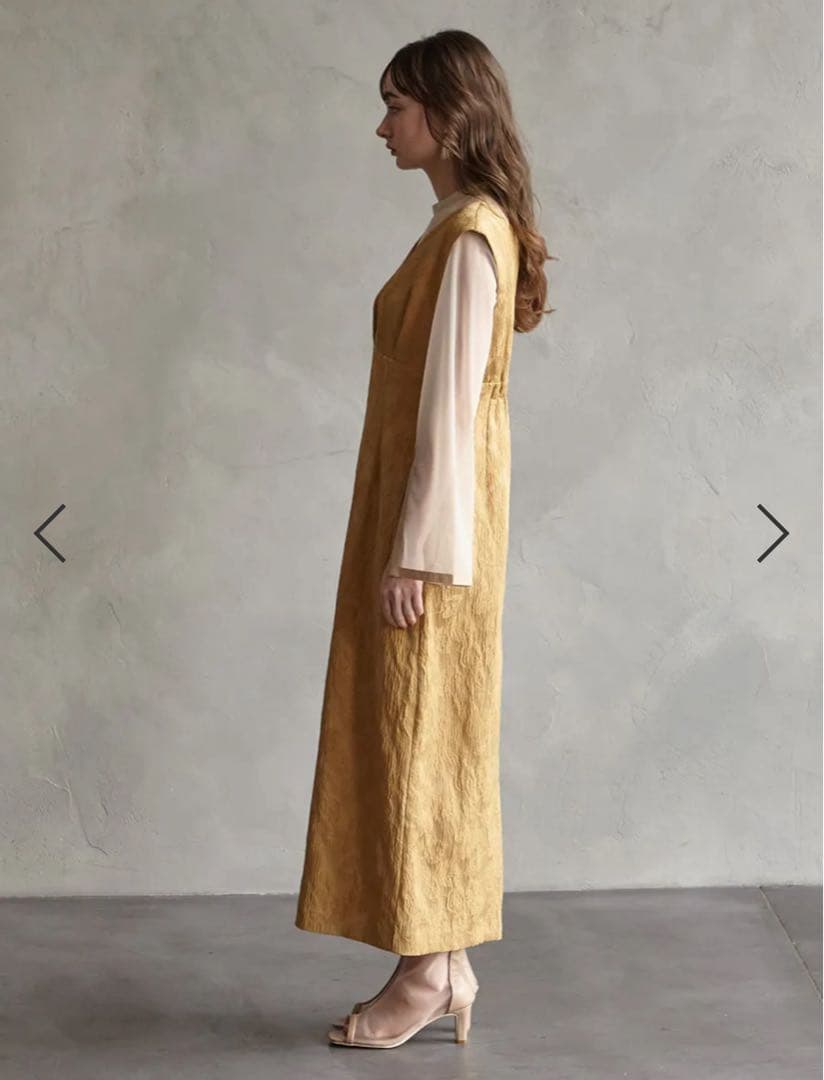 チュールブラウス付きジャカードIラインドレス