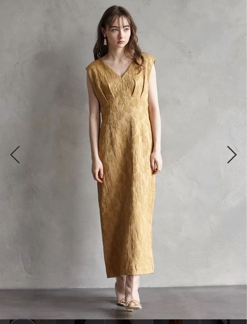 チュールブラウス付きジャカードIラインドレス