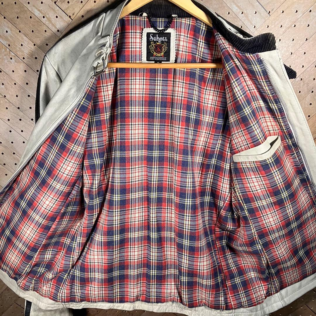 Schott ショット シングルライダース M 牛革 黒ライン 気合いの本格派！