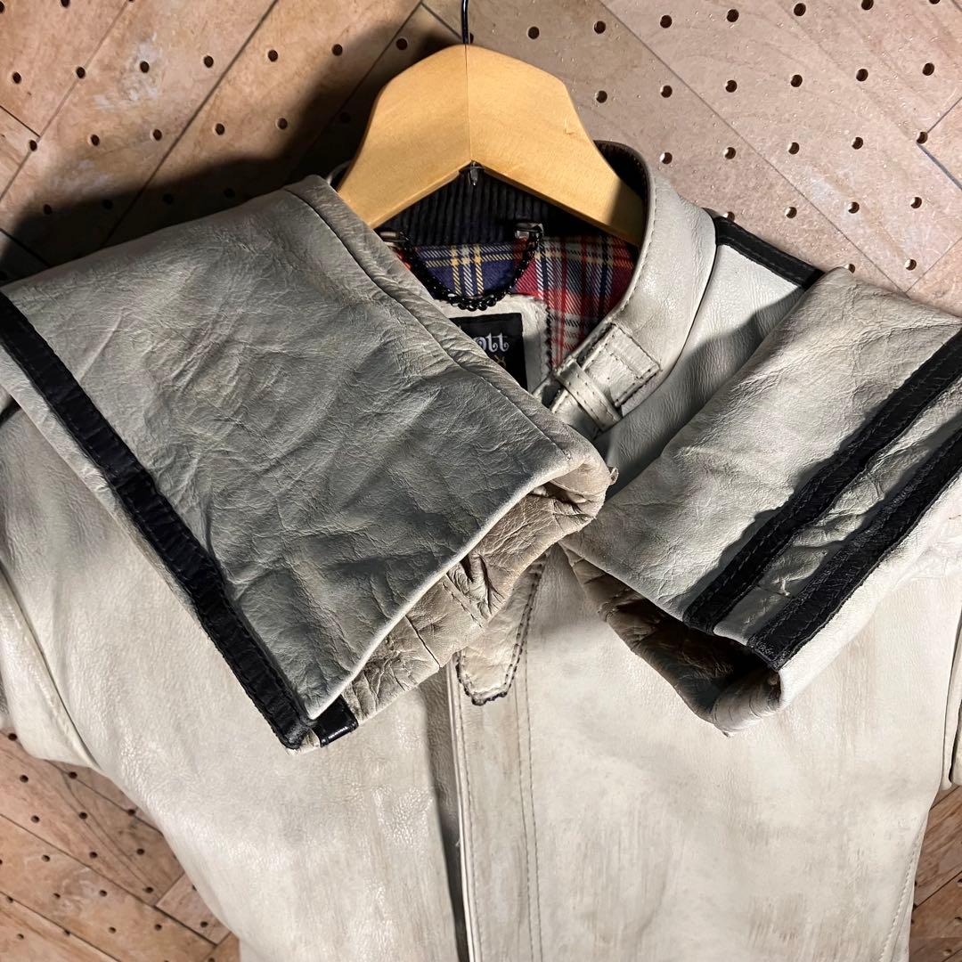 Schott ショット シングルライダース M 牛革 黒ライン 気合いの本格派！