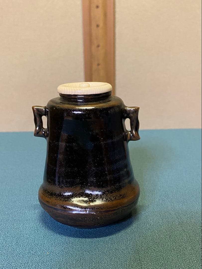 ⭐️本日限定⭐️茶道具/写耳付茶入 山口錠鉄 西陣織 共箱