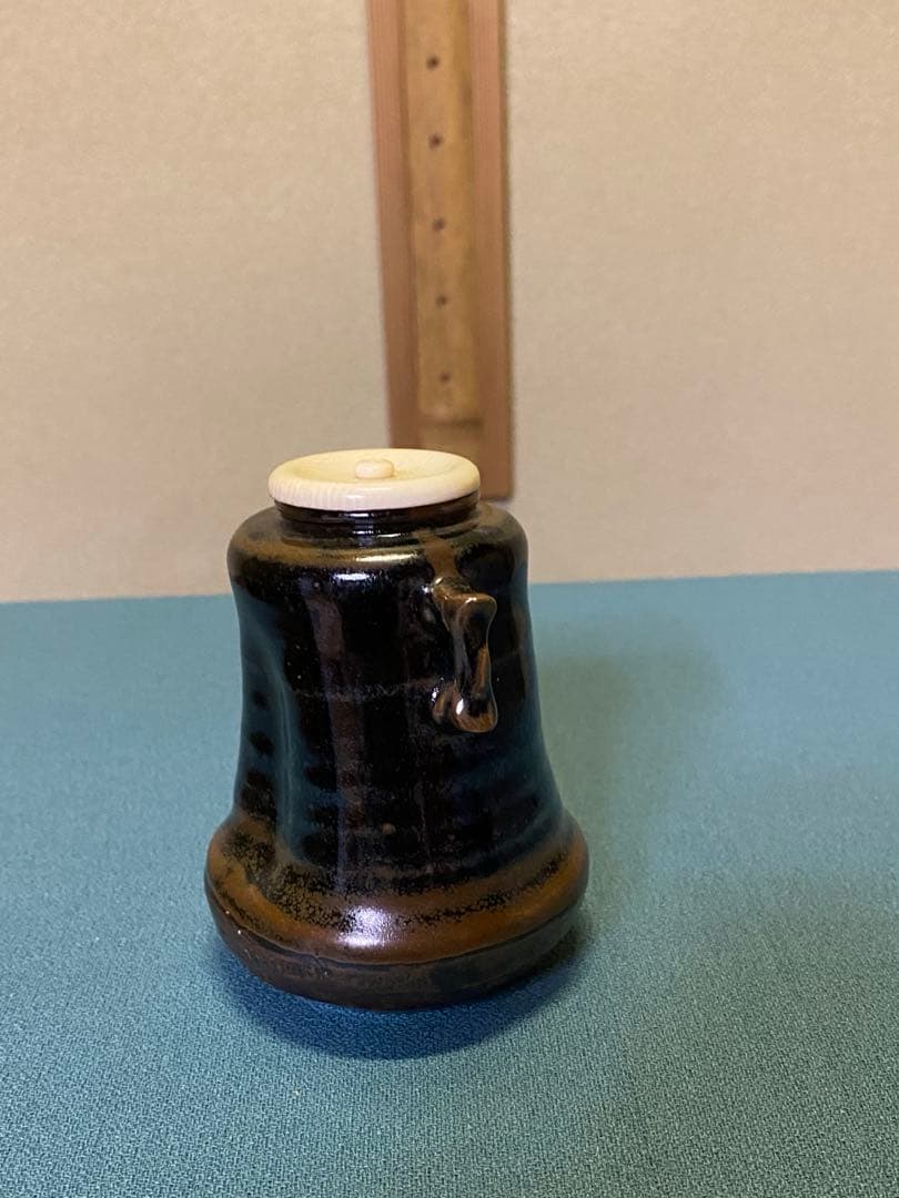 ⭐️本日限定⭐️茶道具/写耳付茶入 山口錠鉄 西陣織 共箱