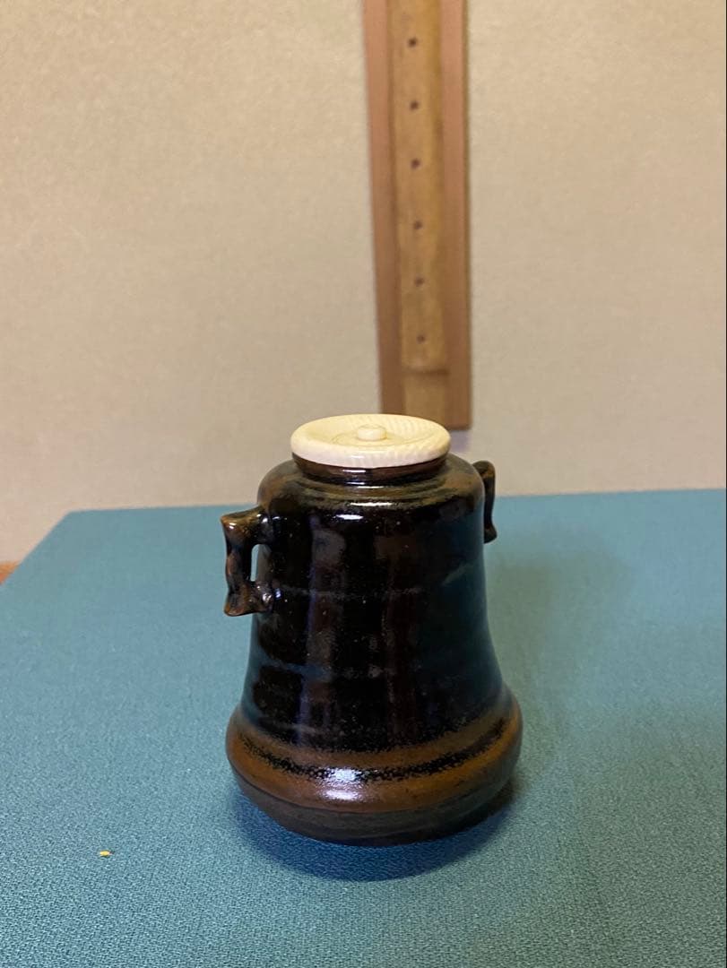 ⭐️本日限定⭐️茶道具/写耳付茶入 山口錠鉄 西陣織 共箱