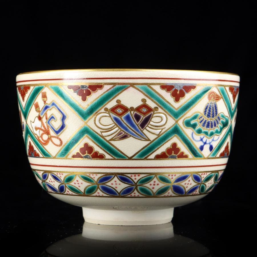 Y3104-1 鎌倉彫茶箱 茶碗 棗 茶杓 茶器4点セット　BBB