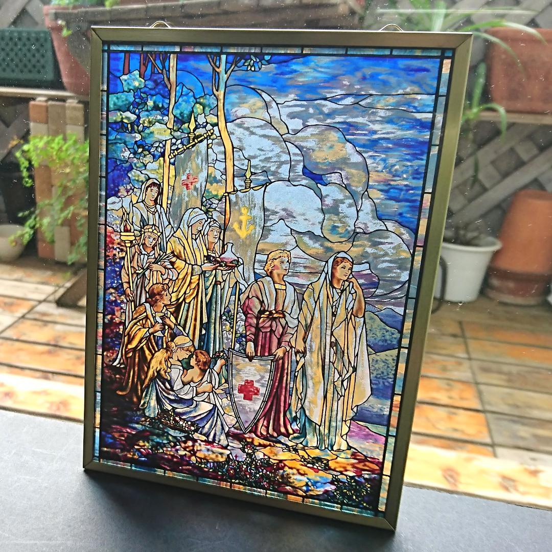 新品ルイスCティファニー ステンドグラス赤十字Red Crossグラスマスターズ