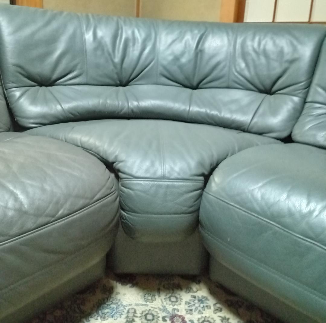 karimoku グレー レザー ソファ (2)