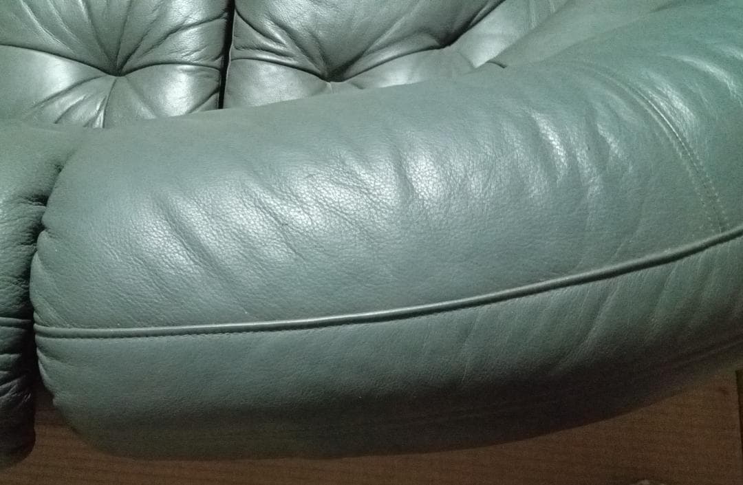 karimoku グレー レザー ソファ (2)