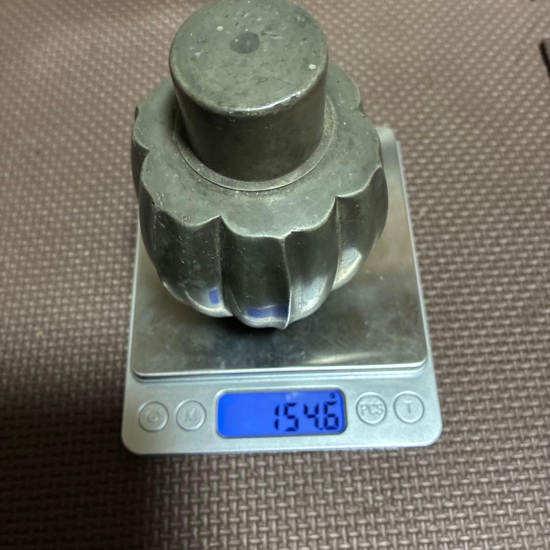 古錫 茶葉罐 乾茂自造 「錫製光面無紋茶心壺」 茶筒 茶入 茶純錫 金工 茶器