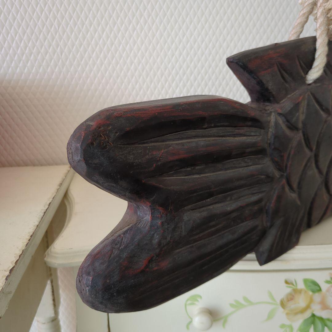 骨董 魚型 木魚 魚鼓 魚板 木彫 茶道具 漆器ディスプレイ 木製 木彫