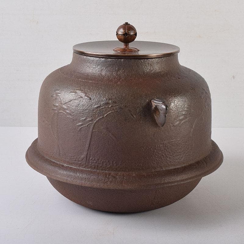 茶道具　人間国宝　釜師　高橋敬典作　浜松地紋真形羽付釜　共袋共箱　VR8722H