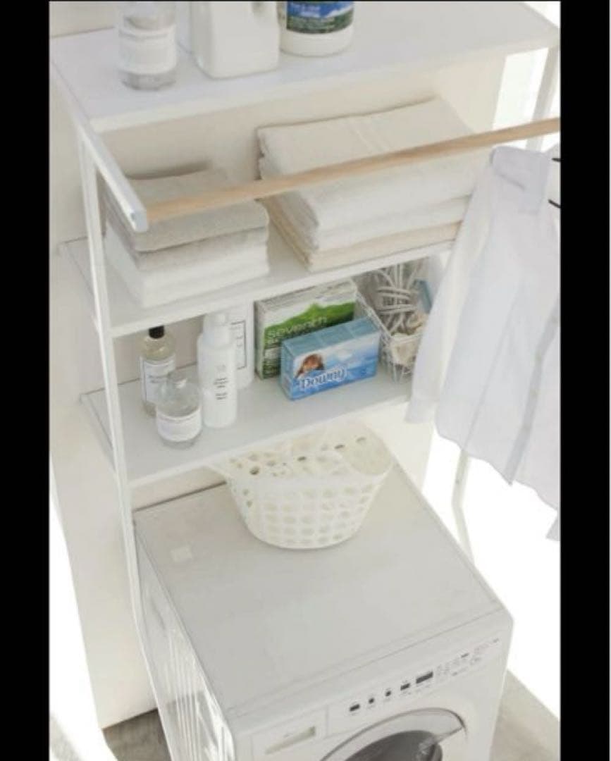 ★4/12まで出品★tower 山﨑実業ランドリーラック 洗濯機用 上部棚付き